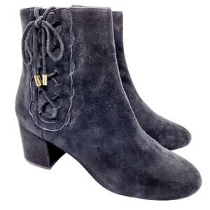 Cole Haan Grand.OS Leah Black Suede Block Heel Ankle Booties Women’s Size 7